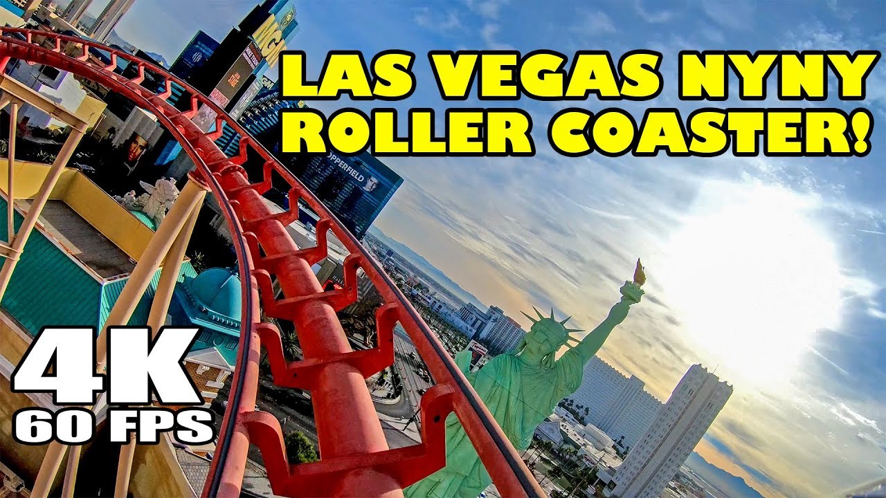 Manhattan Express Big Apple Roller Coaster 4K 60FPS NYNY Las Vegas Hotel Casino Front Seat POV