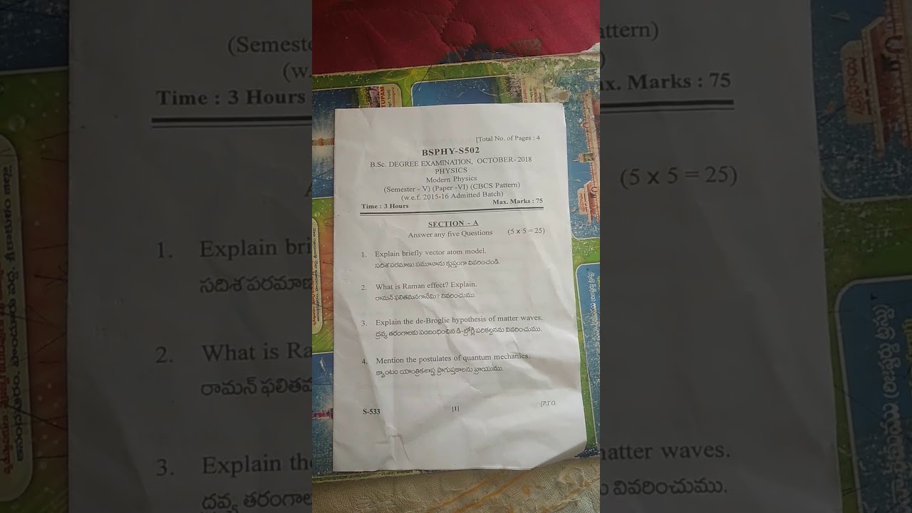 Physics degree final year paper6 model paper