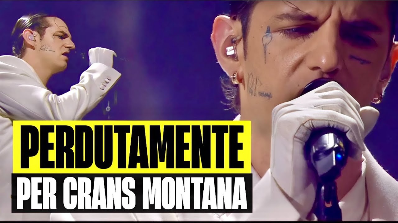 SANREMO 2026: ACHILLE LAURO CANTA PERDUTAMENTE PER LE VITTIME DI CRANS MONTANA
