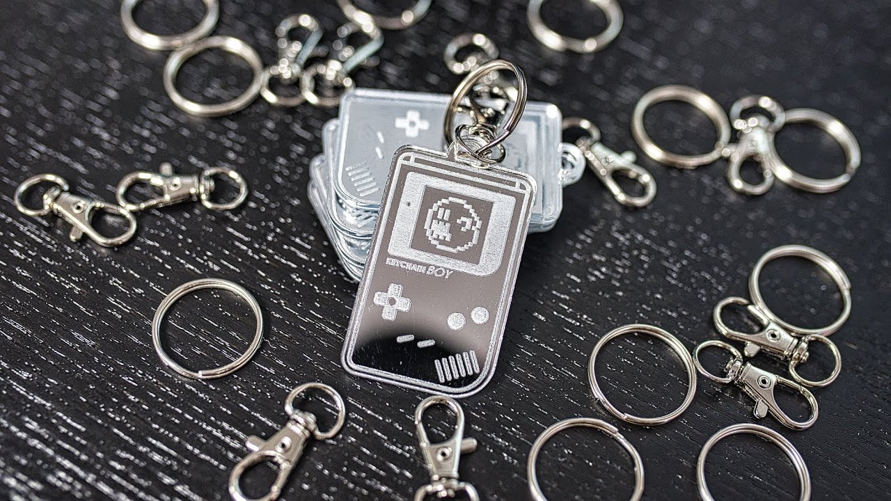 Making Gameboy Keychains On Mirror Acrylic! Engraving & Laser Cutting!