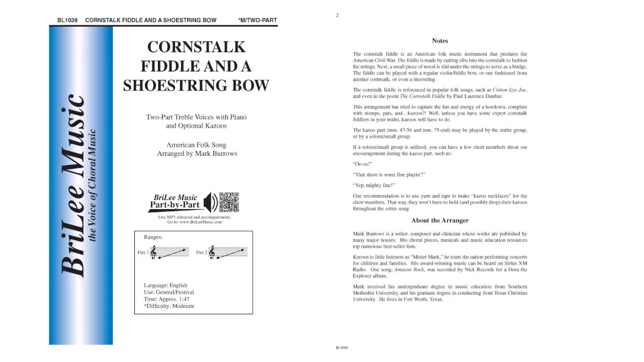 Cornstalk Fiddle And A Shoestring (BL1038) arr. Mark Burrows