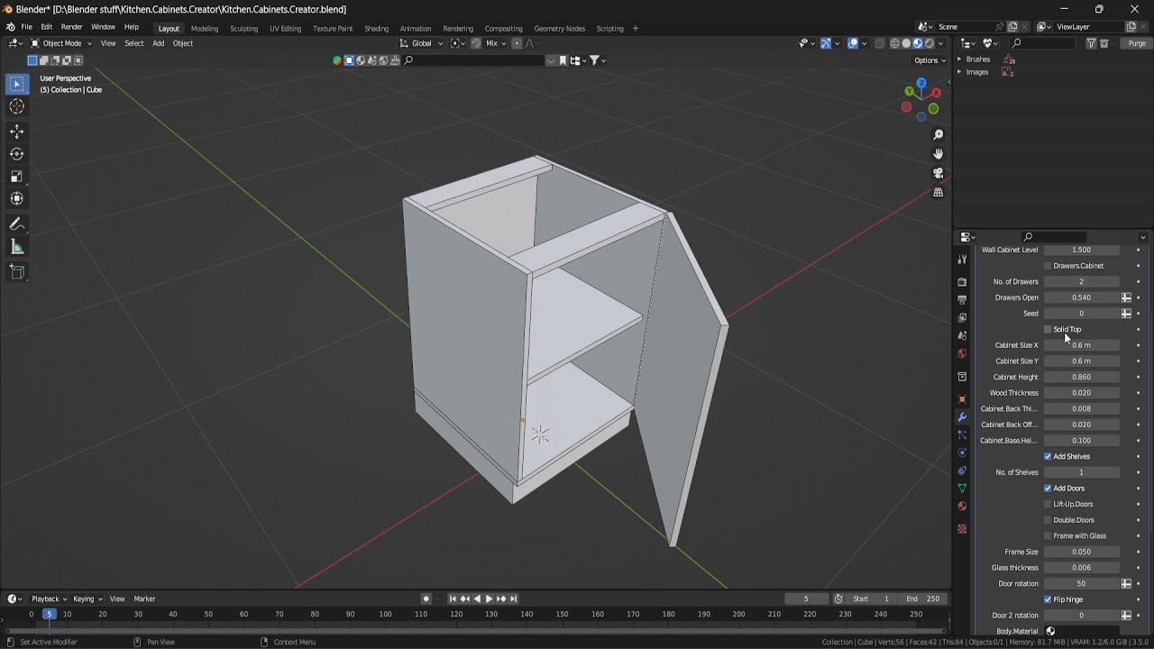 Kitchen Cabinets Creator in Blender using Geometry nodes (short version)