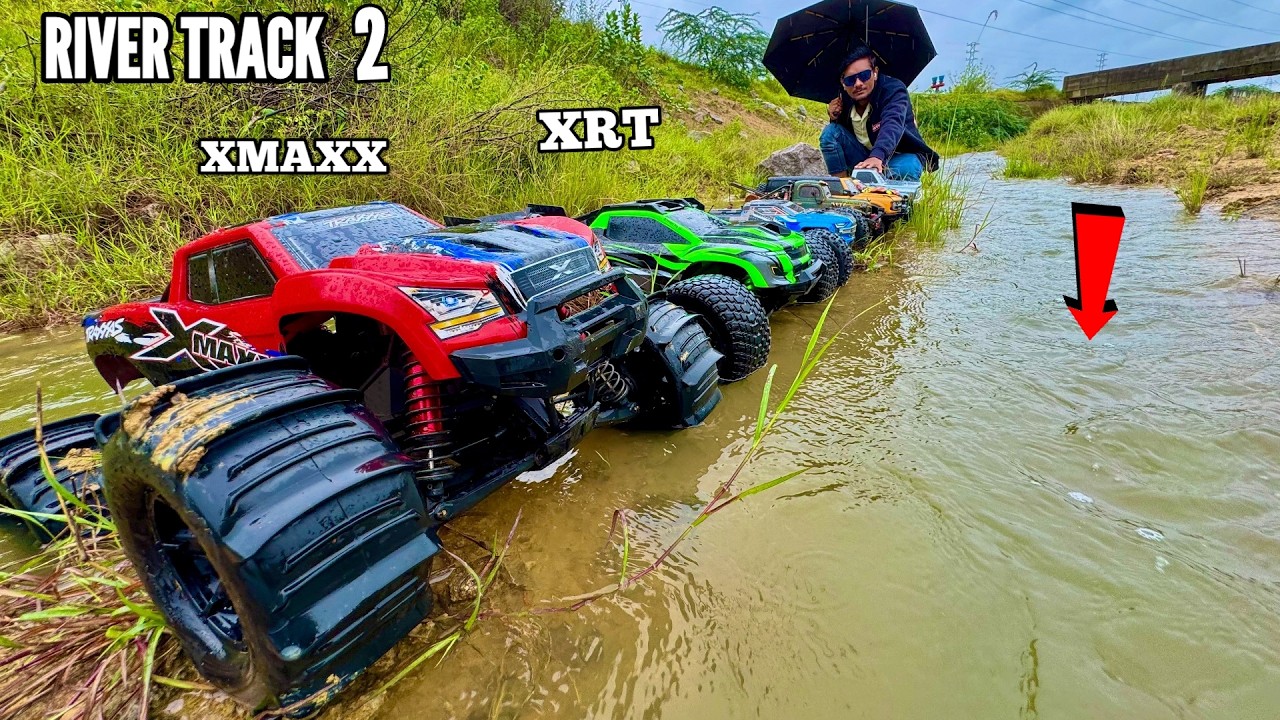 RC Traxxas Xmaxx XRT Run in High flow water River - Chatpat toy TV
