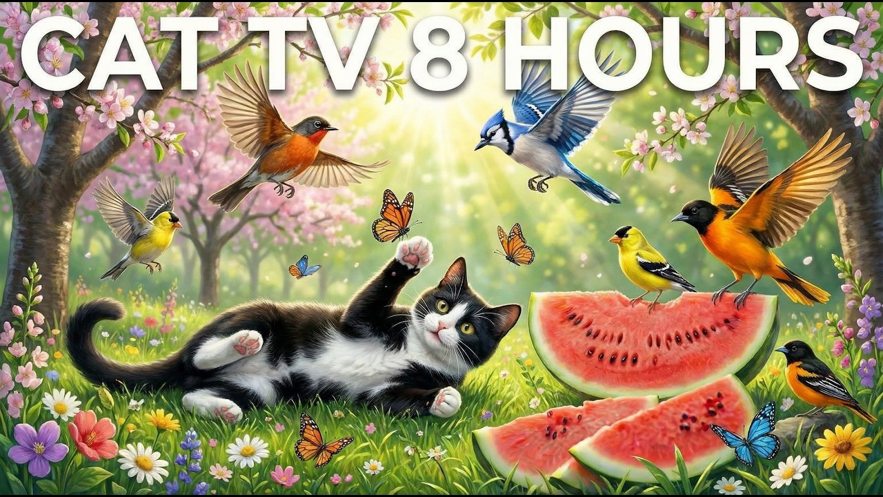 Videos for Cats to Watch 🐦 Spring Garden Birds in 4K | 8 Hour Cat TV for Indoor Cats
