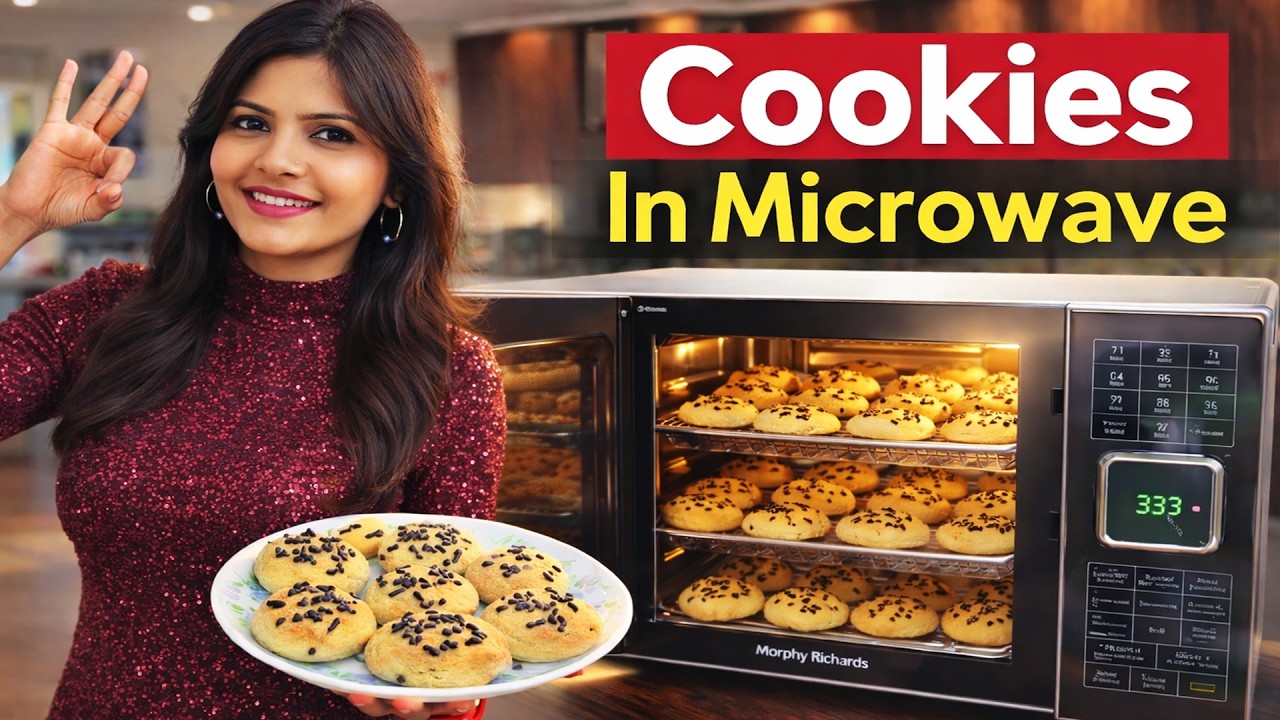 How to Make Biscuits at Home in Morphy Richards Microwave Oven | Chocolate Chip Cookies Recipe Hindi