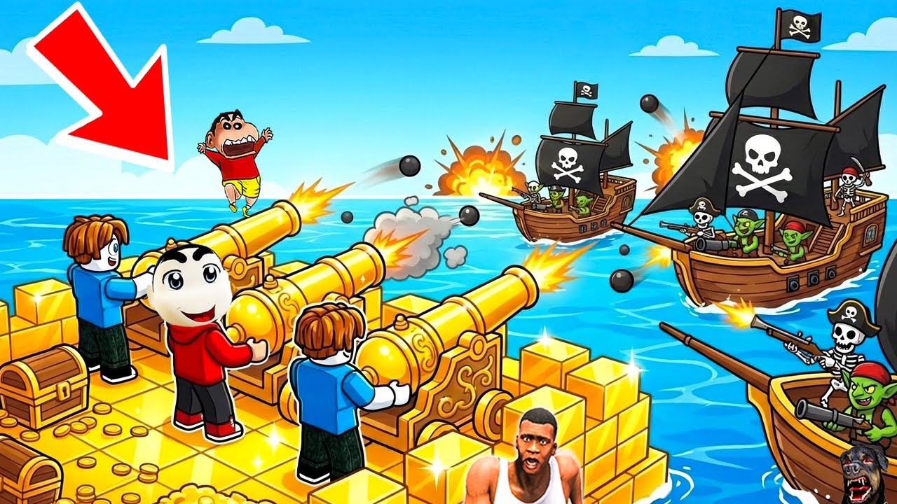SHINCHAN UPGRADE HIS GOLD RAFT BASE with FRANKLIN & CHOP | DREAM SQUAD