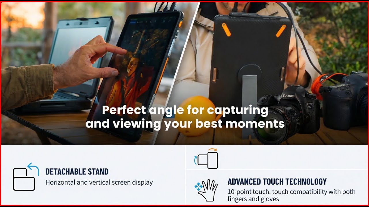 TUTT Rugged Portable Monitor 12&rdquo; Touchscreen  5000mAh Battery  Water & Drop Proof  Digital Photo Fra