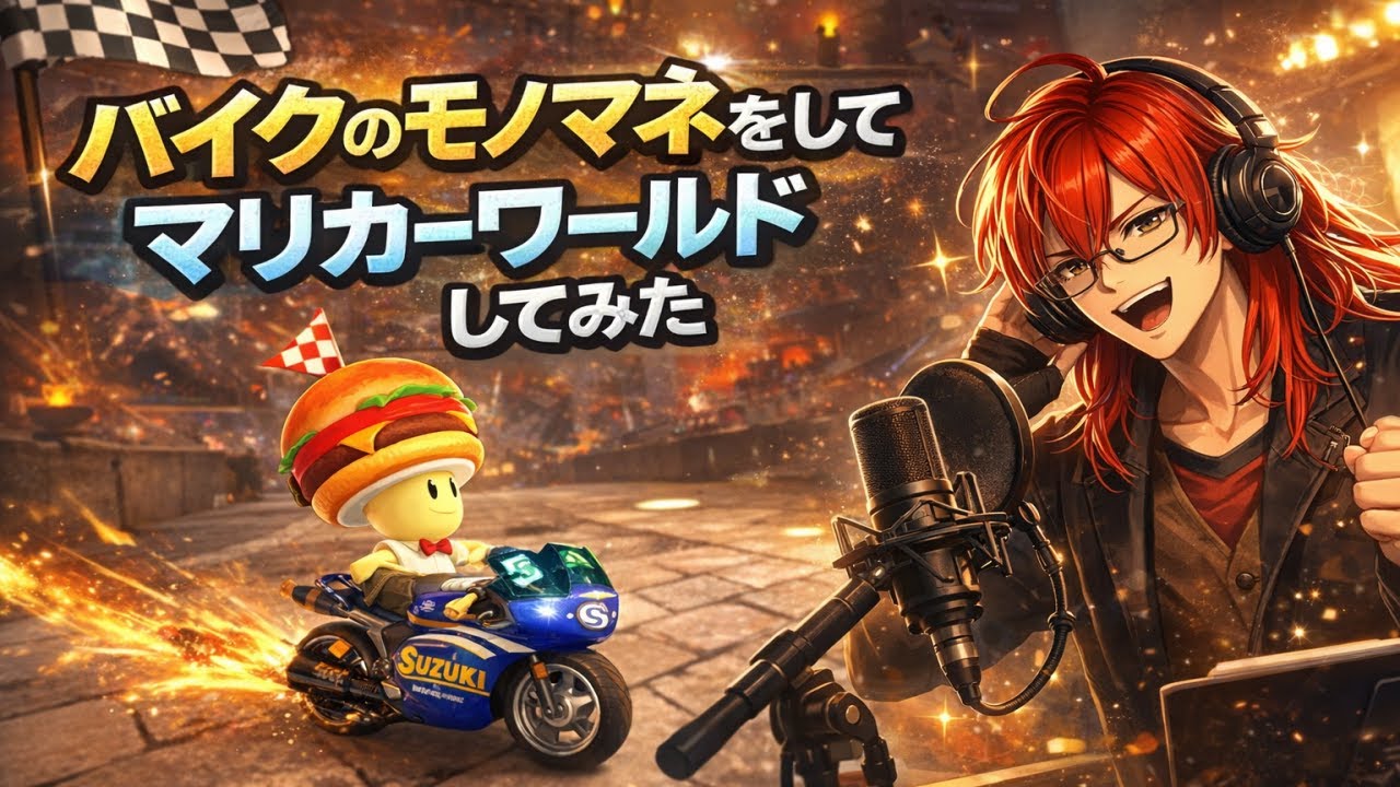 バイクのモノマネをしながらマリカーワールドしてみた