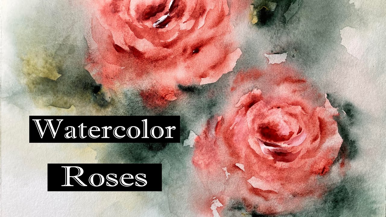 Loose Watercolor Roses with a Palette Knife and Some Gouache | Full Painting Process