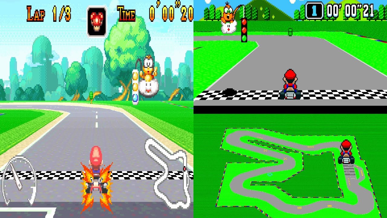 Super Mario Kart Super Circuit Demake Retro Track Comparison