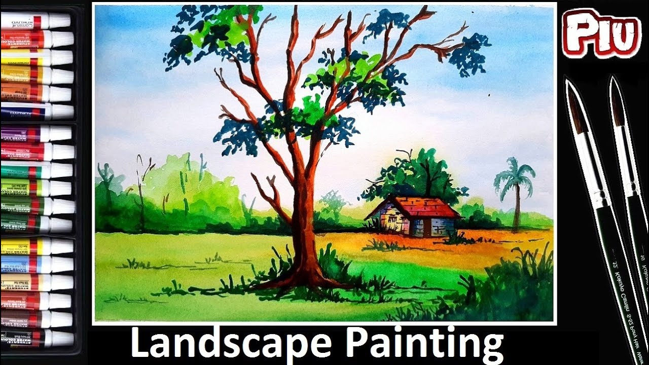 Easy Landscape Watercolor Painting For Beginners / #1 / Relaxing / Satisfying Nature Painting
