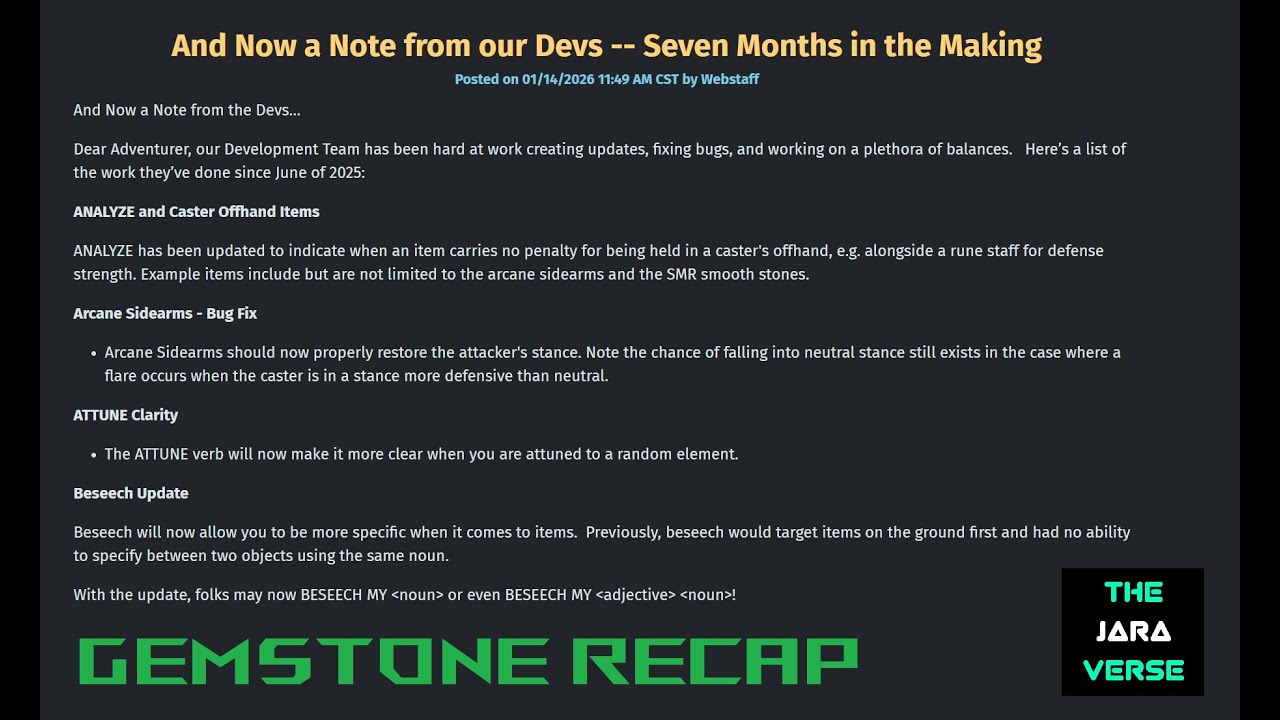GemStone Recap 2 - Devs -- Seven Months in the Making