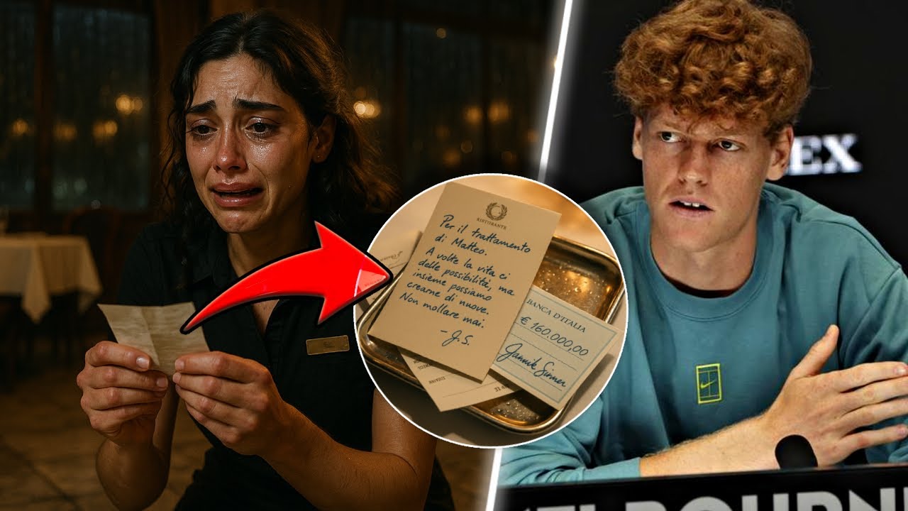 LA CAMERIERA SERVE JANNIK SINNER    E QUANDO VEDE IL CONTO, CADE IN GINOCCHIO IN LACRIME