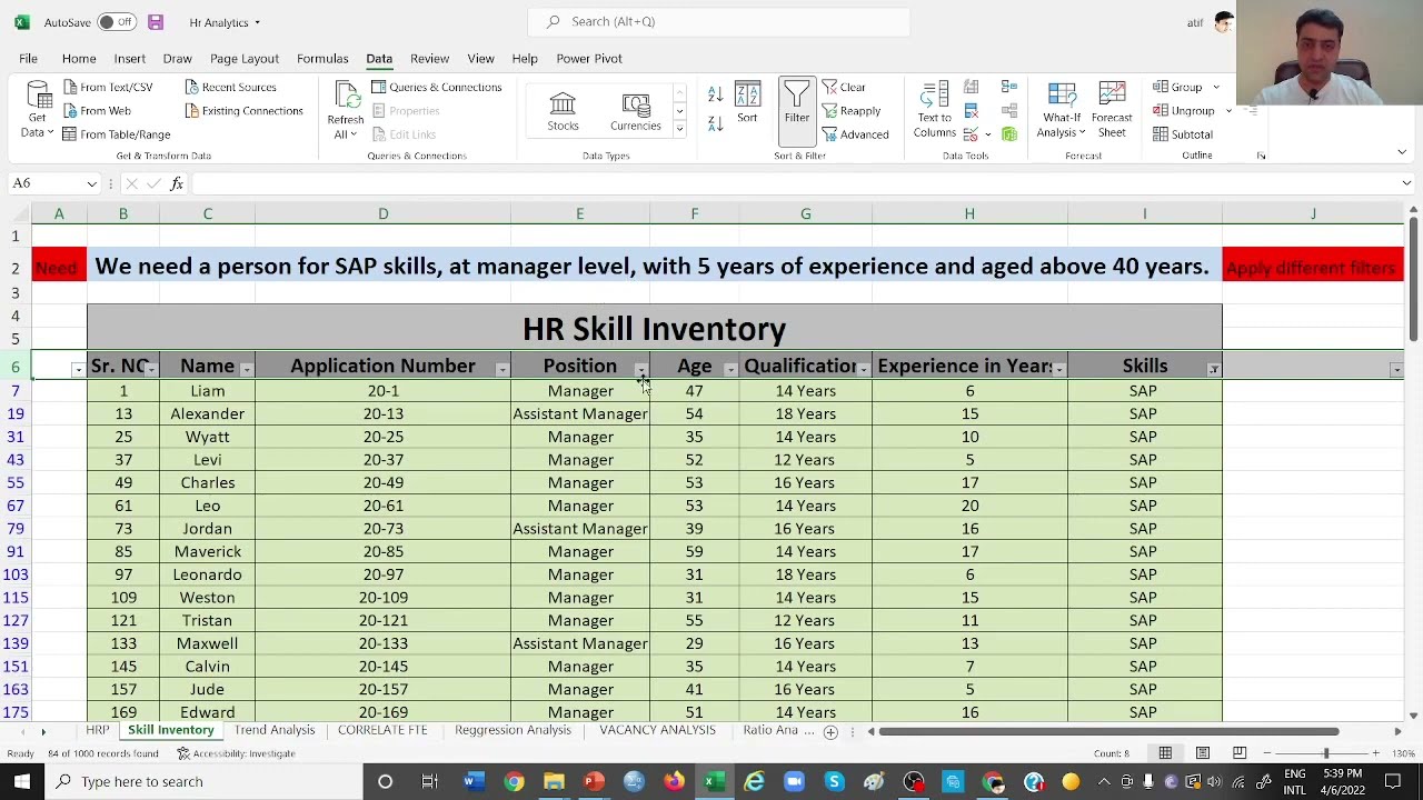Skill Inventory: # HRM Concepts