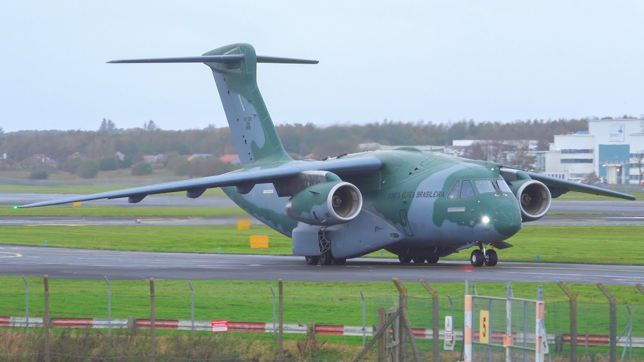 [4K] AMAZING Brazilian Air Force Embraer KC-390 Takeoff at Prestwick Airport