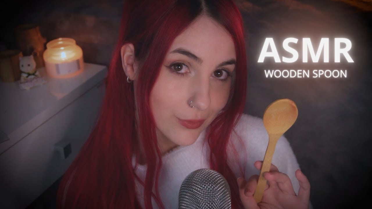 ASMR Wet Mouth Sounds with a Wooden Spoon