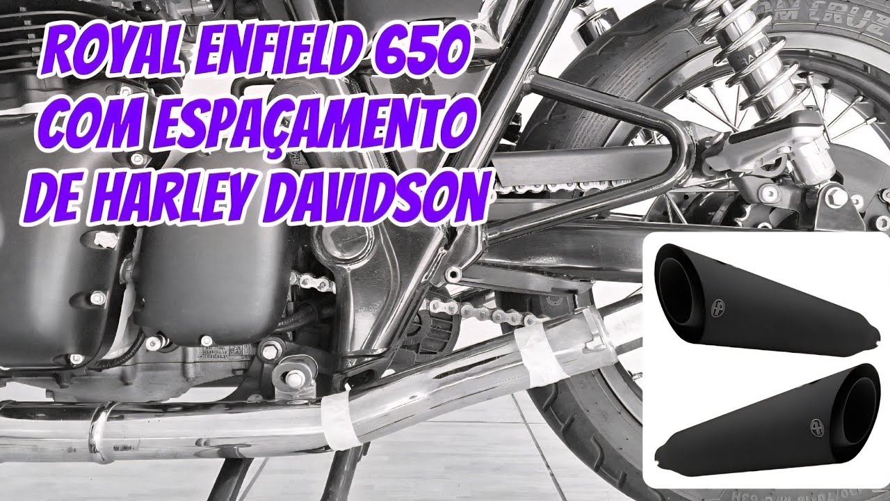 Royal Enfield 650 com escapamento de Harley Davidson.