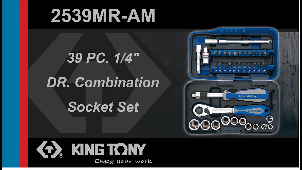 KING TONY-2539MR-AM  1/4"DR. Combination Socket Set