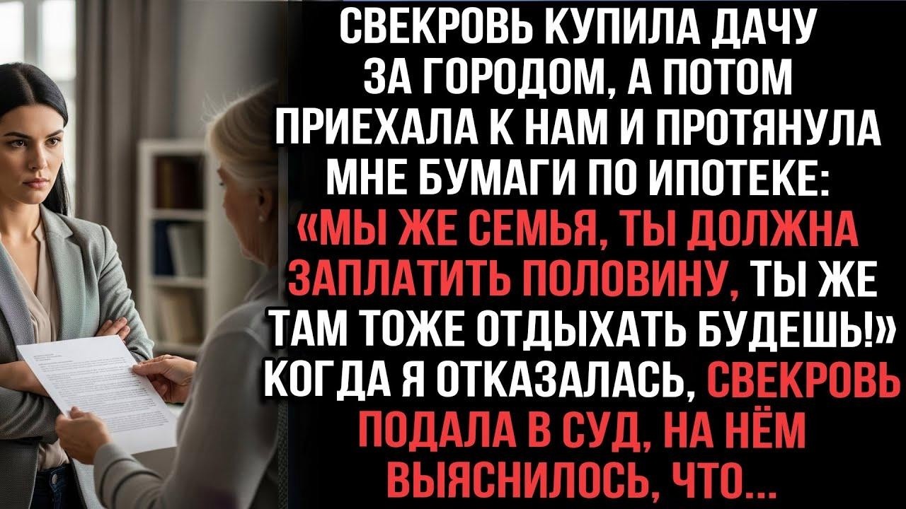 Свекровь купила дачу и заставила платить половину ипотеки  Я отказалась — она подала в суд