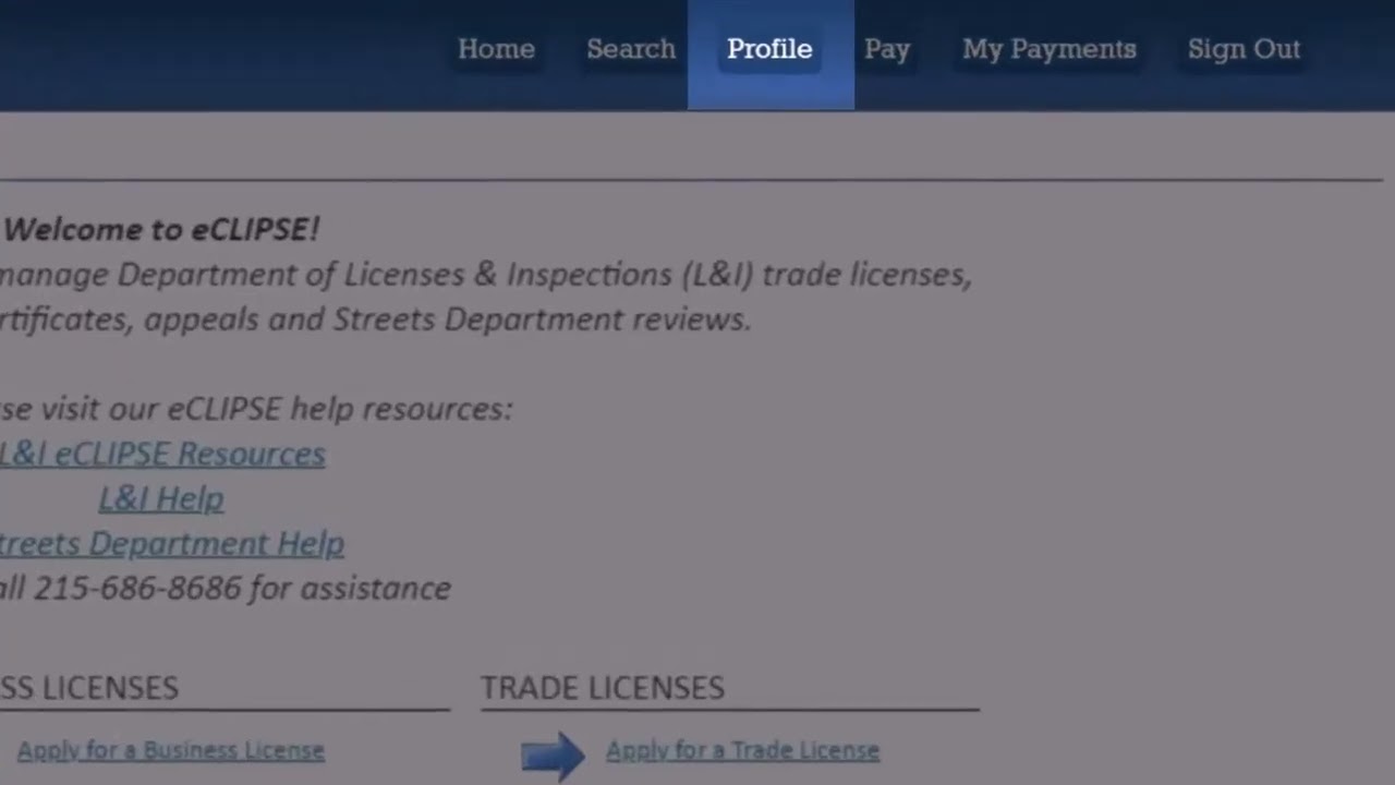 Associating (linking) with a Contractor Record to Apply for Permits in eCLIPSE