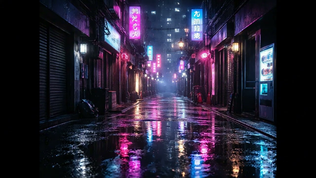Cyberpunk Rain Ambience (1 Hour) | Neon Alley at Night (No Talking)