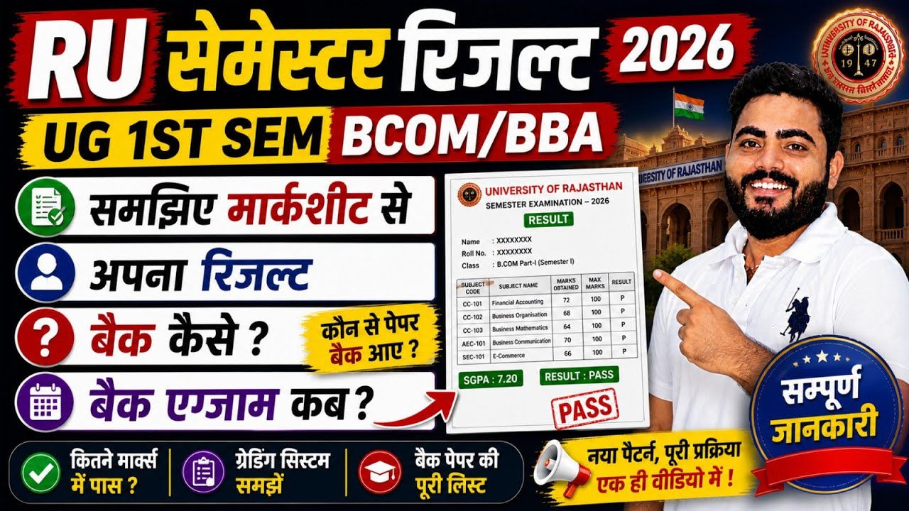 BACK PAPER कब लगेंगे ? | Rajasthan University 1st Semester Result | मार्कशीट से समझें रिजल्ट Details