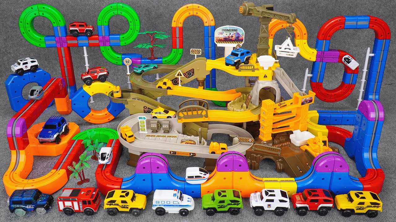 34 minutes of satisfying Roller Lego track & High speed off-road vehicle track toy ASMR | Toy review