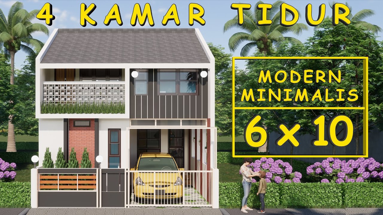 Desain Rumah 6x10 - 1 Lantai Dalamnya 2 Lantai - 4 Kamar Tidur - Mezzanine