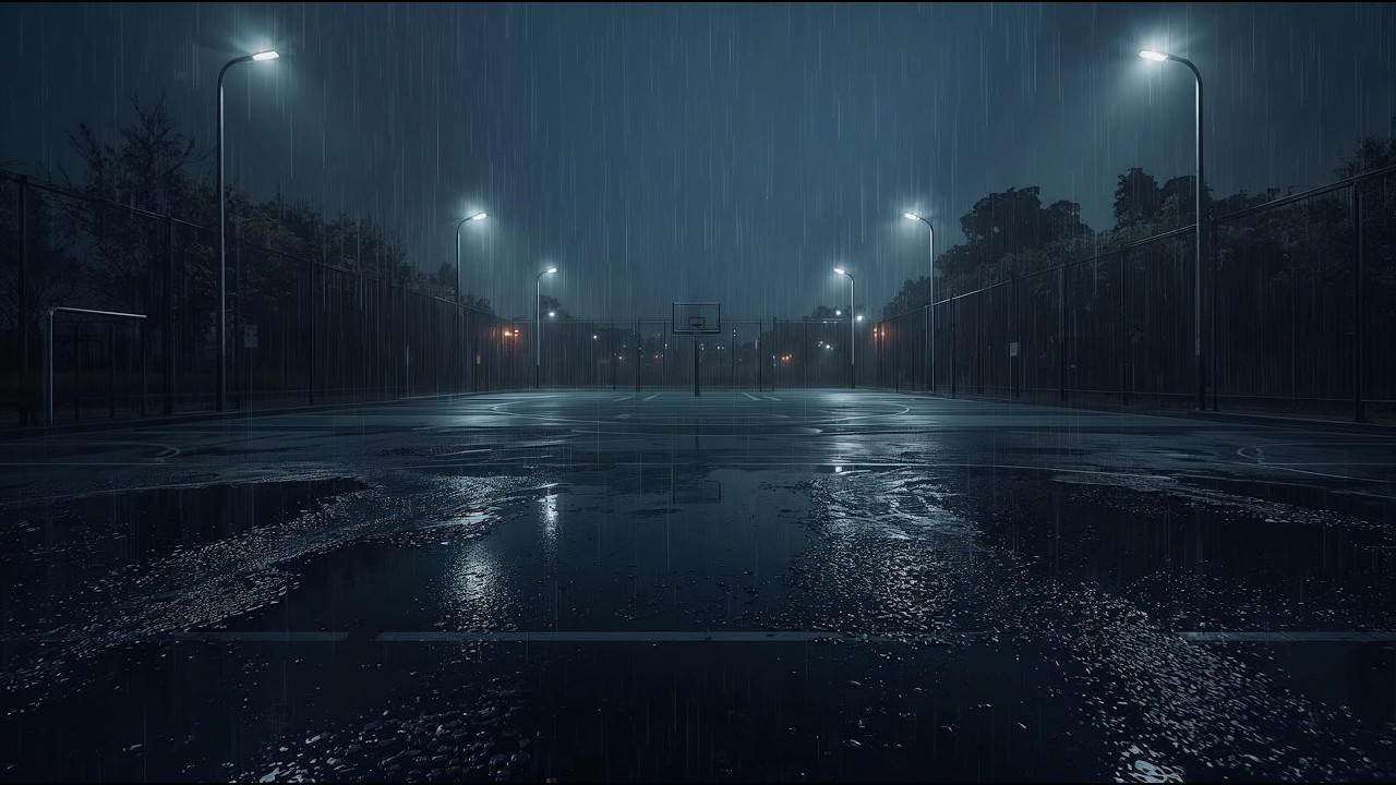 Rain Ambience Reflections on a Basketball Court (4K) | After The Whistle