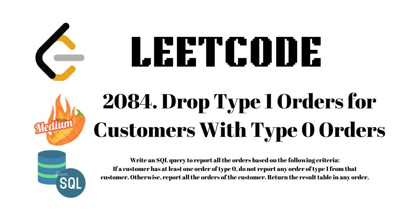 Leetcode Problem To Solve Drop Type 1 Orders For Customers With Type 0 Orders