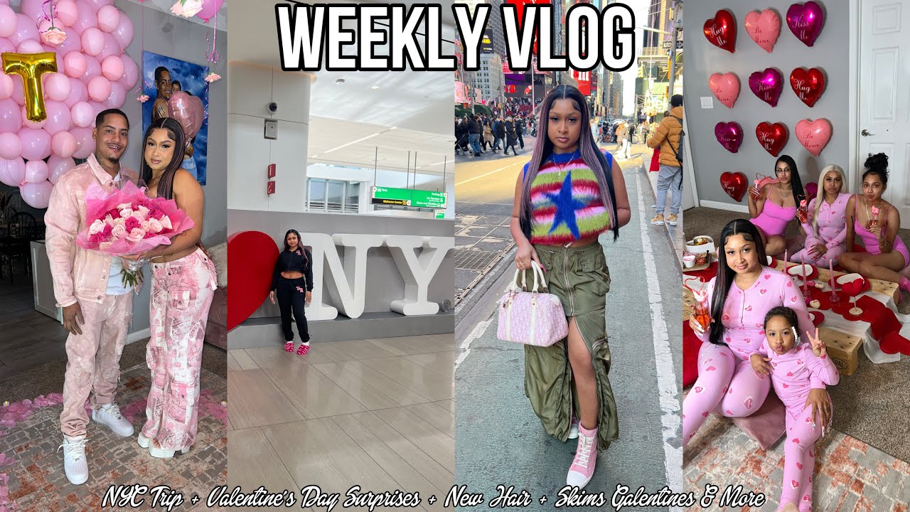 WEEKLY VLOG | NYC Trip + Valentine's Day Surprises + New Hair + Skims Galentines & More
