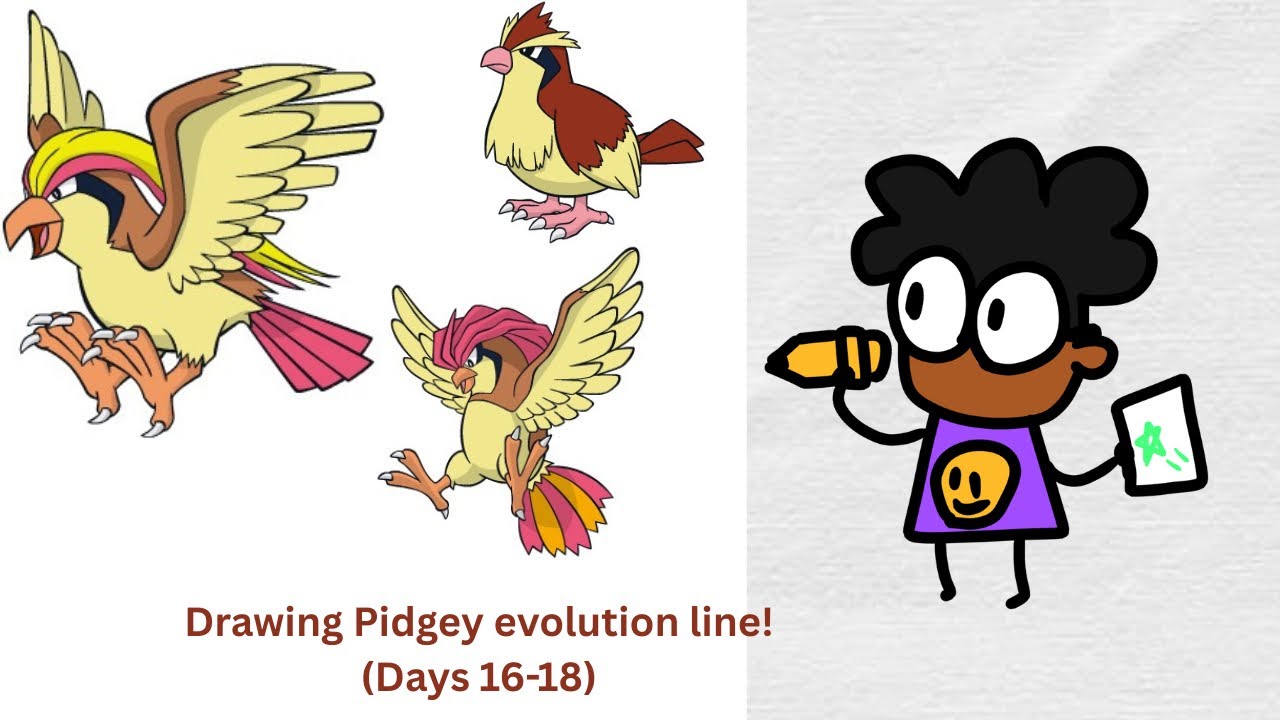 Drawing the Pidgey evolution line! (+yap sesh) | Days 16-18 of my daily drawing series