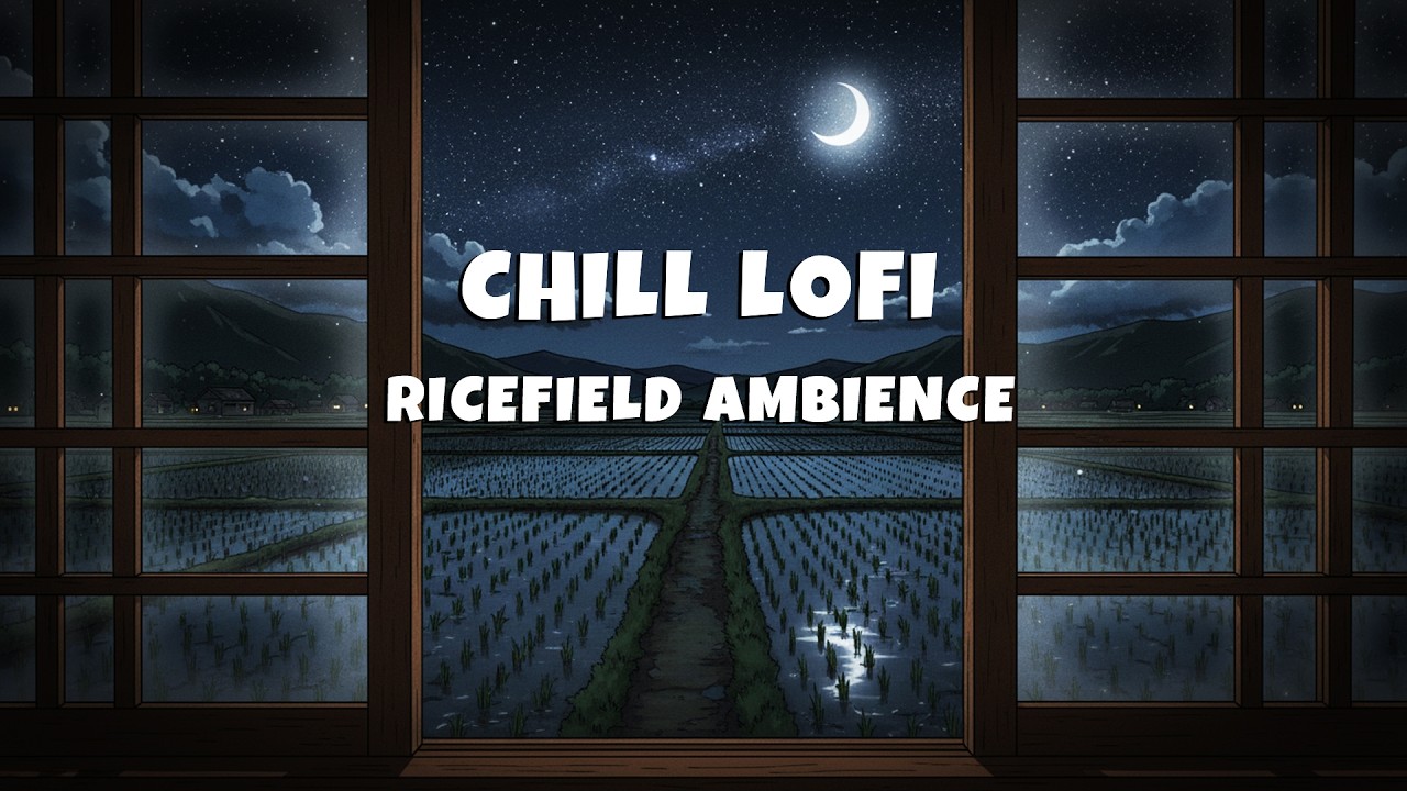 Chill Lofi Beats: Night in a Japanese Rice Field Ambience 🌙🌾 (Sleep, Study, Relax)