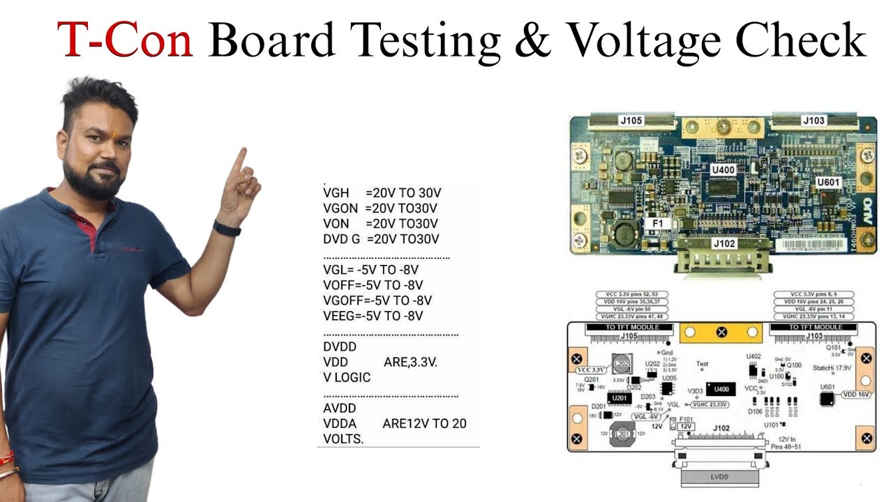 T-Con Board Testing & Voltage Check || T-Con board kese check kare || Voltage @Allinoneservices
