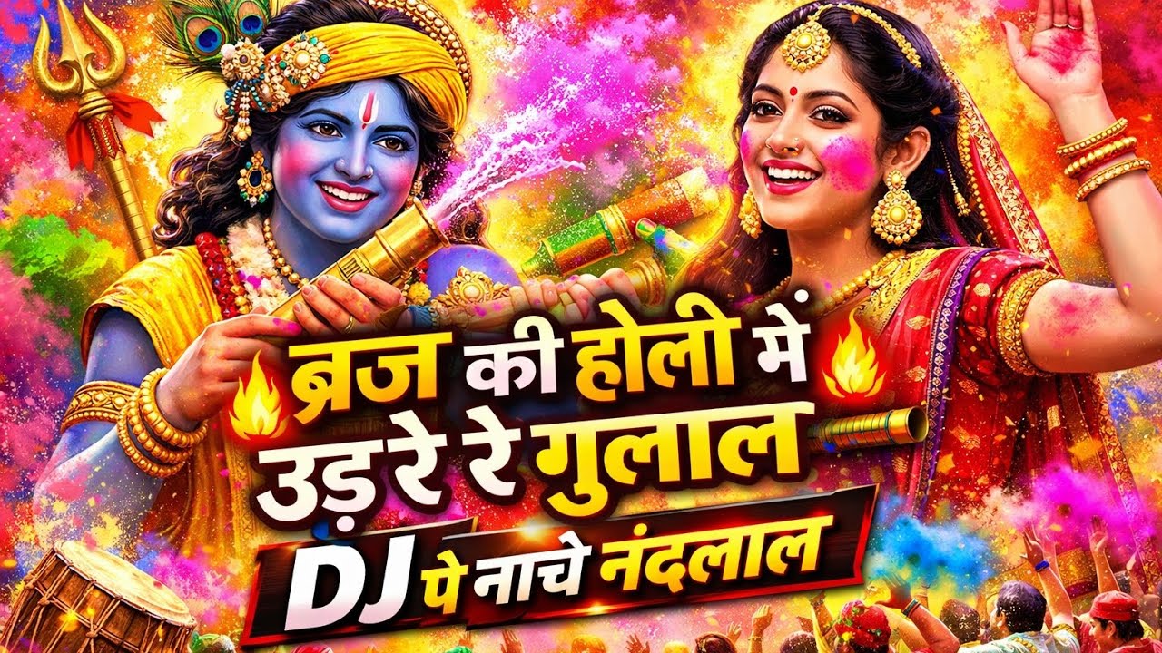 ब्रज की होली में उड़े रे गुलाल 🔥 | DJ पे नाचे नंदलाल 💥 | Radha Krishna Holi DJ Song 2026