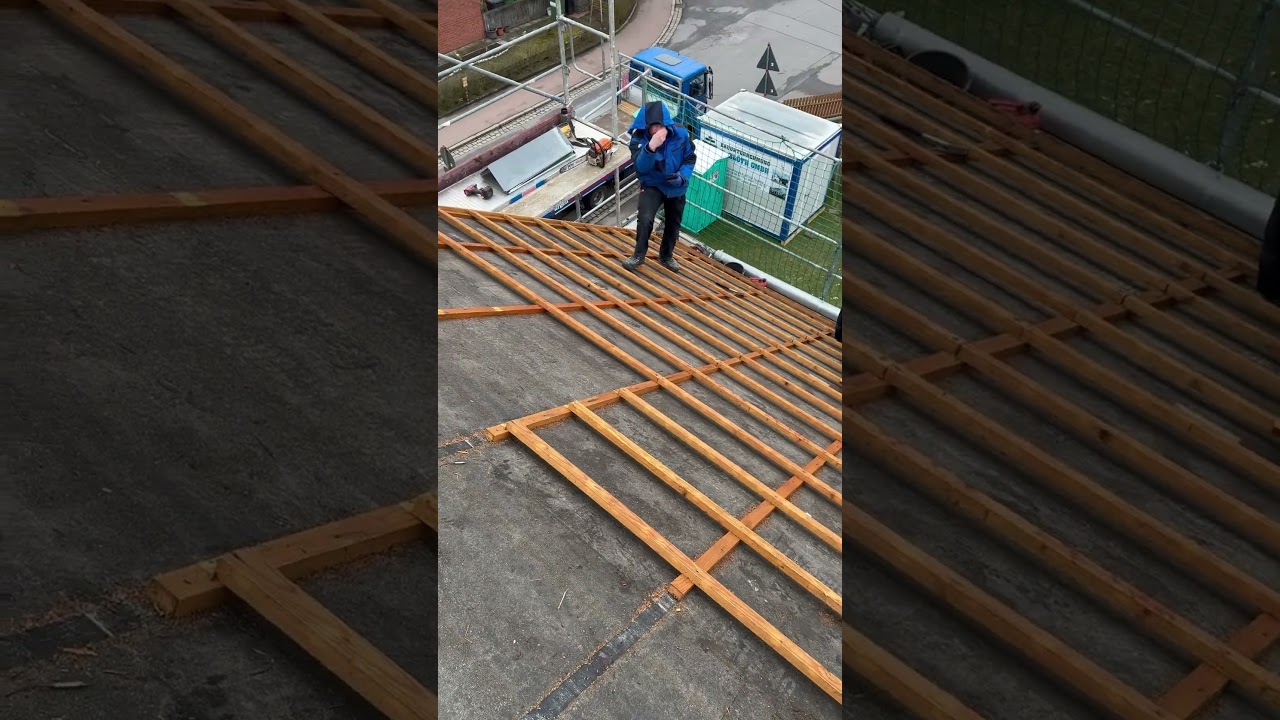 Abriss von einem Dachstuhl #bau #altbausanierung #holzarbeiten #funny