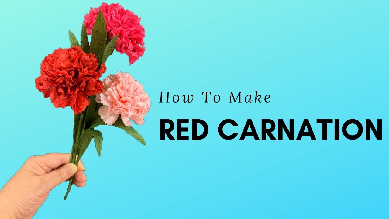 How To Make Red Carnation From Tissue Paper - عمل وردة القرنفل من المناديل