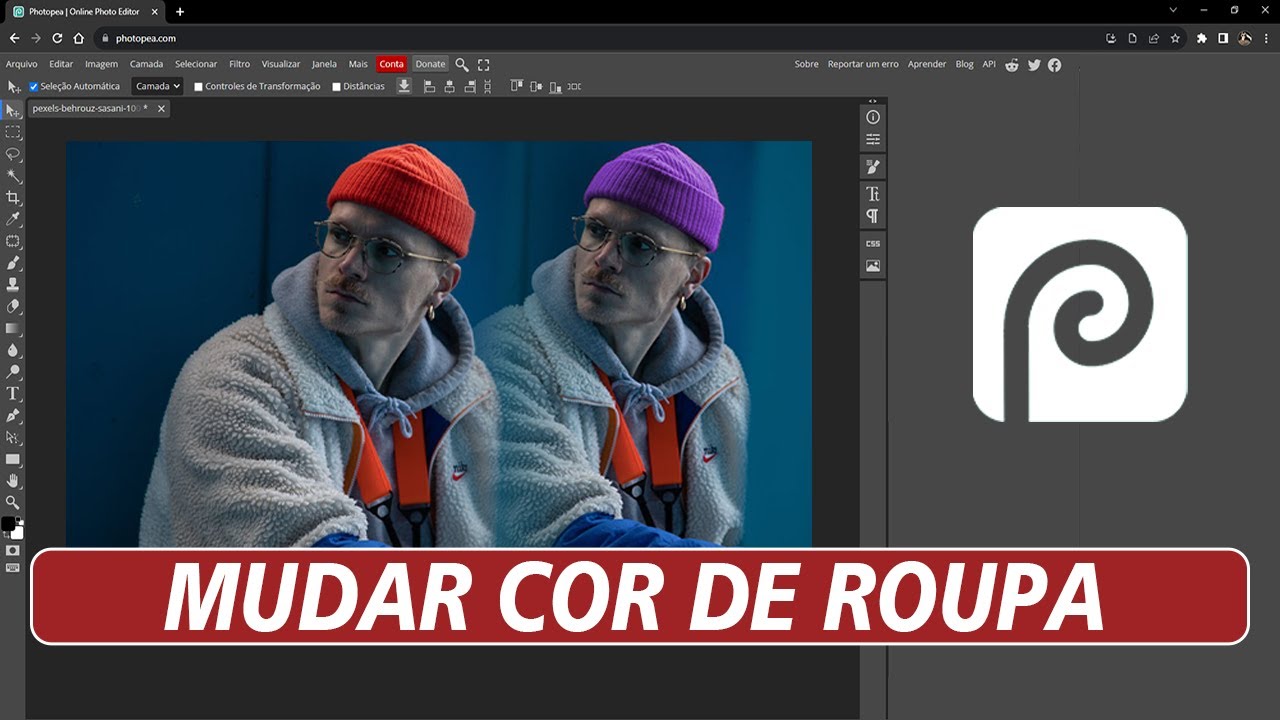 Como Mudar a COR DE ROUPA no Photopea - #photopea