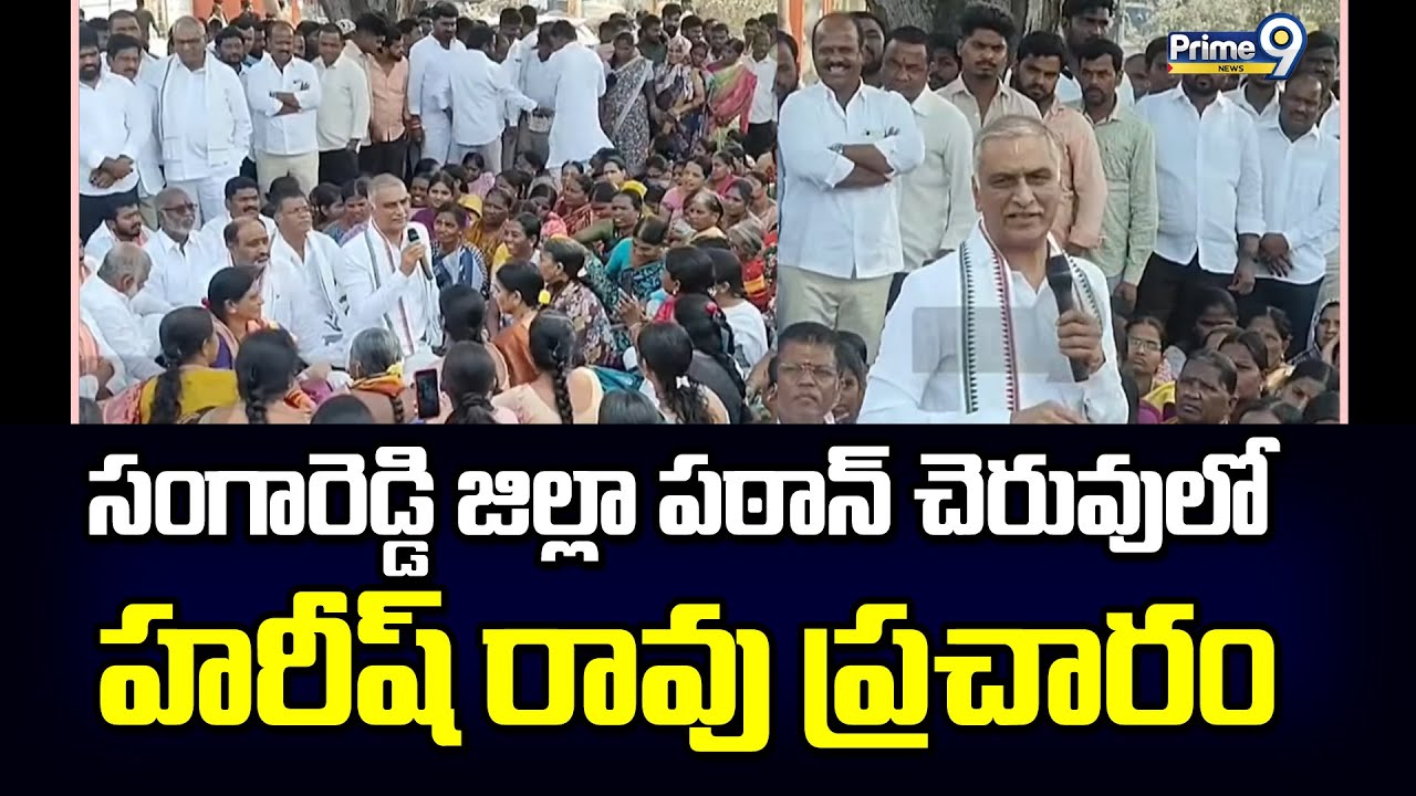సంగారెడ్డి జిల్లా పఠాన్ చెరువులో హరీష్ రావు ప్రచారం | Sangareddy | Prime9 News