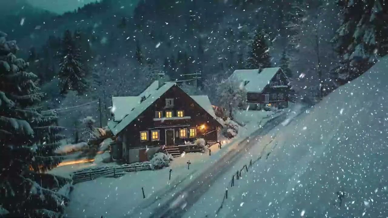 Frozen Wind Whispers Through The Night Snowstorm Creating A Deep And Peaceful Atmosphere