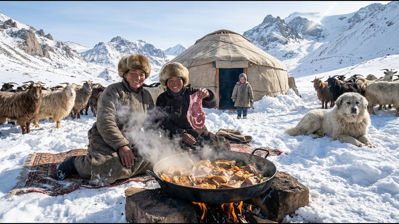 Nomads in the Snow: Cooking REAL Mountain Food in Freezing Cold