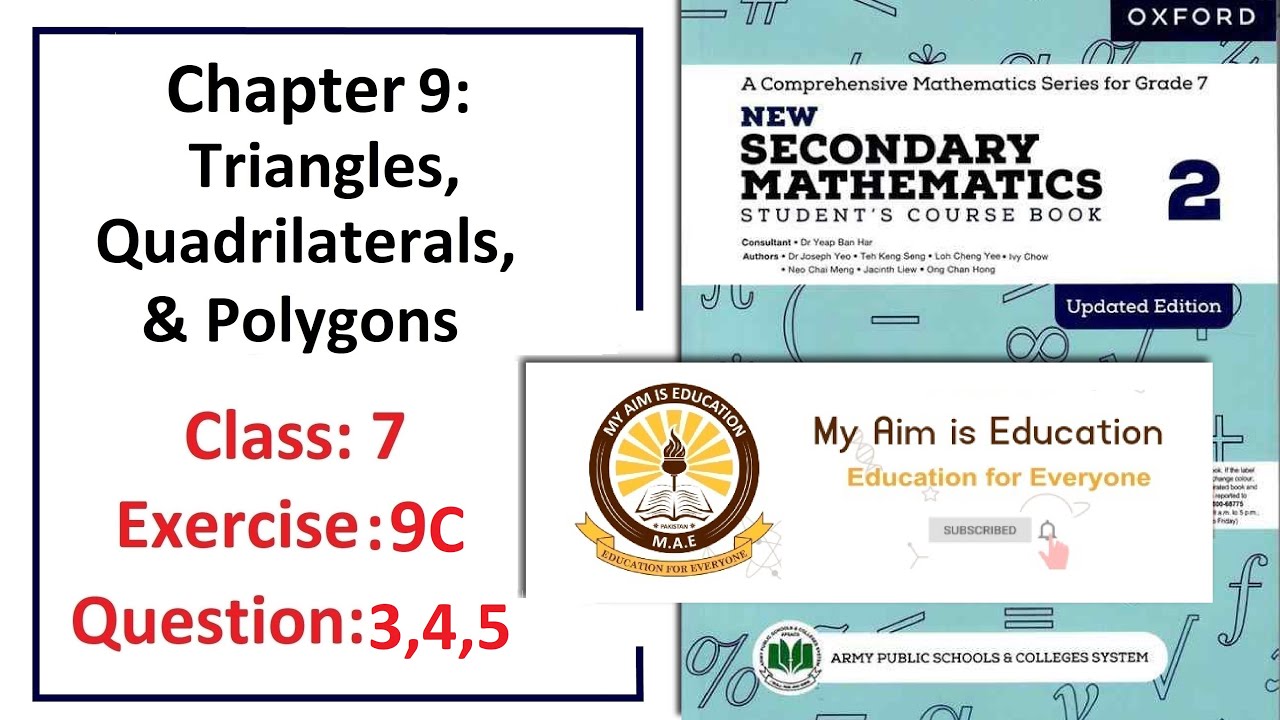 Exercise 9C Question 3, 4, & 5 – (Polygons)  Complete solution – APS Math Class 7.