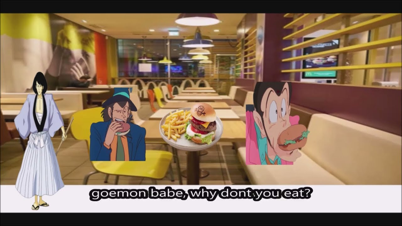 Lupin III ASMR - Lupin, Jigen and Goemon eating at mcdonalds