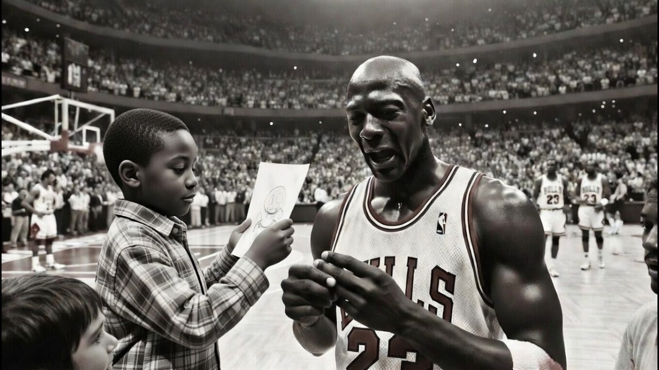 Michael Jordan LLORÓ en el ESTADIO por el DIBUJO de un NIÑO: Detuvo el PARTIDO y TODO el MUNDO CALLÓ