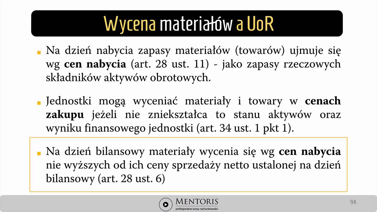 13. Wycena bilansowa materiał&oacute;w - odpisy aktualizujące