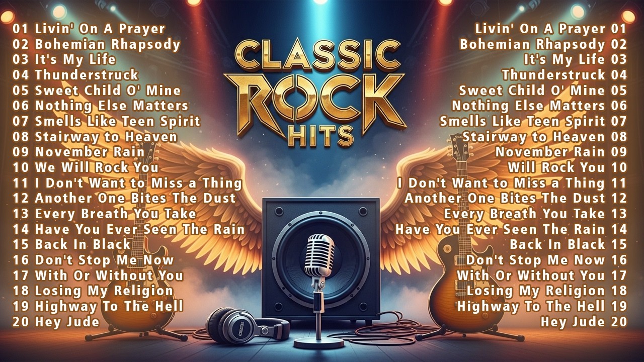 Top 100 Classic Rock Songs Of 80s 90s - Bon Jovi, Aerosmith, Queen, Guns N' Roses, Metallica, Queen