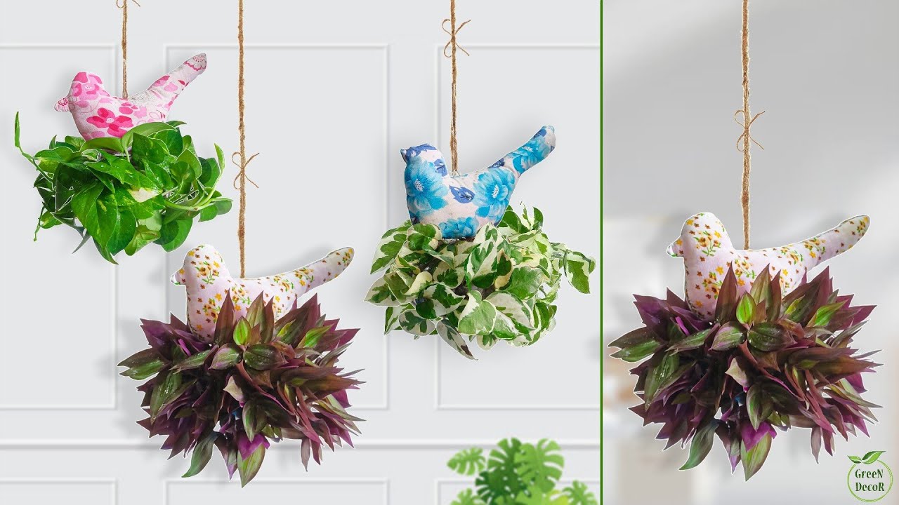 Homemade Happy Bird Ornaments Plants Decoration Ideas for Home |  House Plants Decor//GREEN DECOR