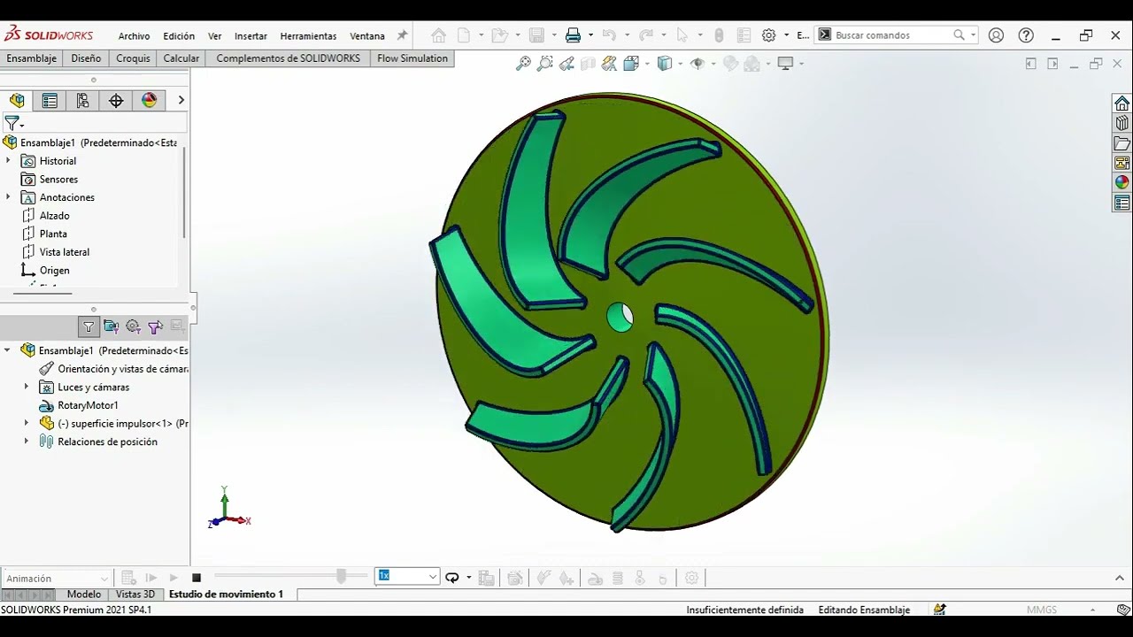 Modelado 3D de un impulsor de bomba centrífuga en SolidWorks