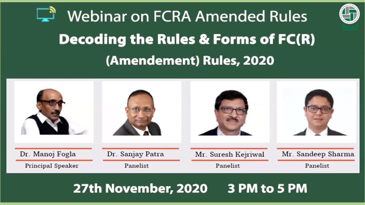 Webinar on FCRA Amended Rules | Decoding the Rules & Forms of FC(R)