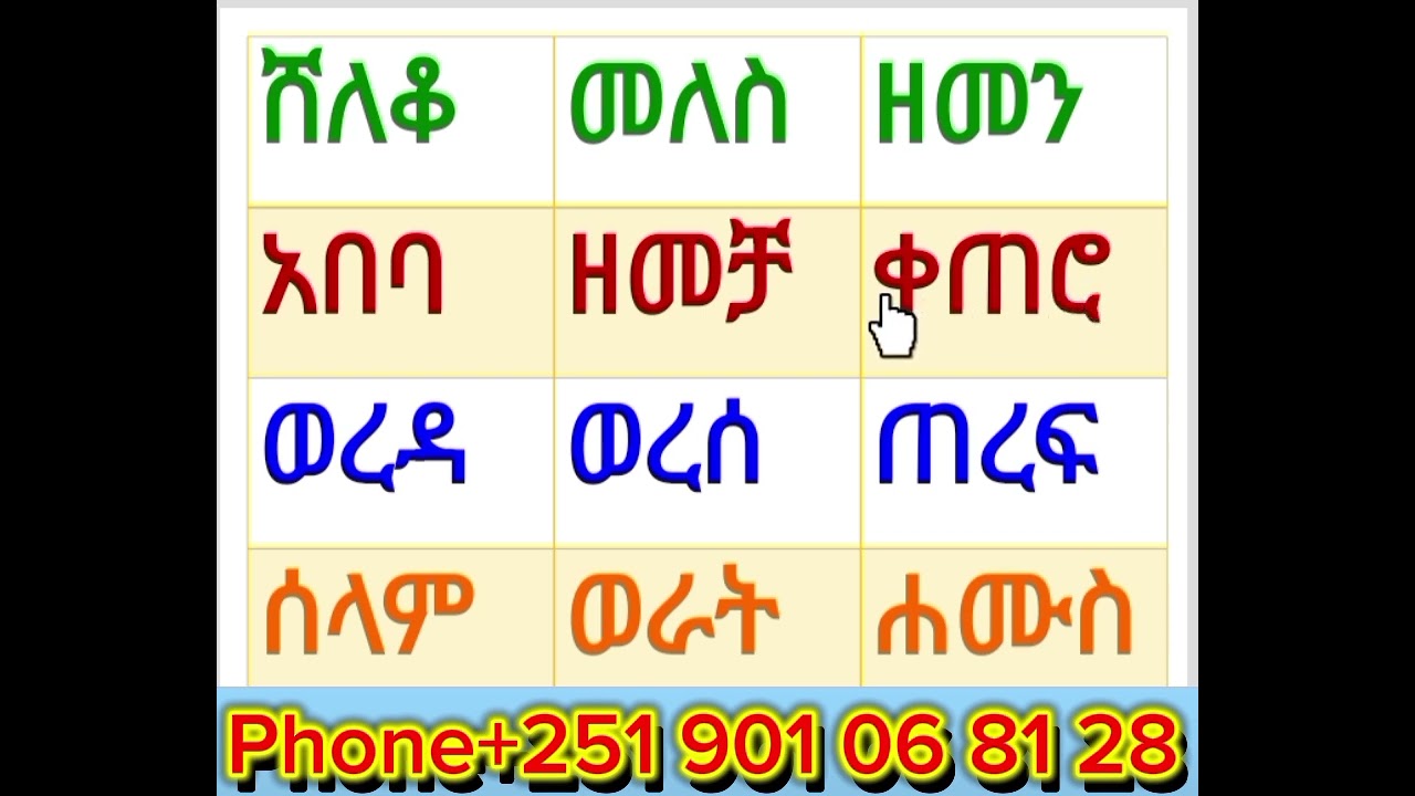 ለጀማሪዎች አማርኛ ቃላት ምስረታ